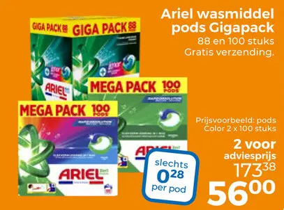 Aanbieding: Ariel wasmiddel pods Gigapack