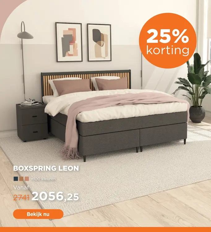 Aanbieding: Boxspring Leon vlak