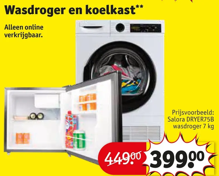 Aanbieding: Wasdroger en koelkast