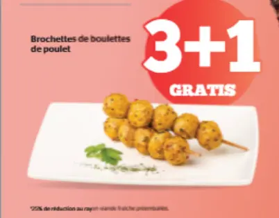 Offre: Brochettes de boulettes de poulet