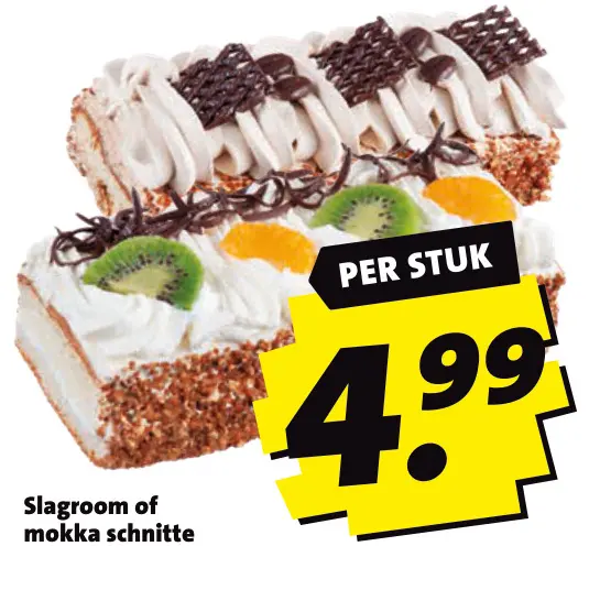Aanbieding: Slagroom of mokka schnitte