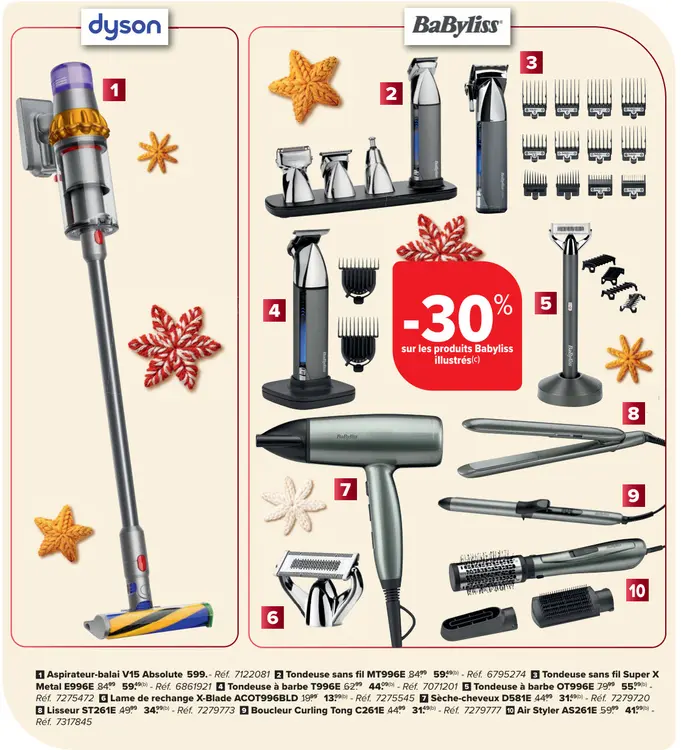 Offre: Aspirateur-balai, tondeuse sans fil, tondeuse à barbe, lame de rachange, sèche-cheveux, lisseur, boucleur ou Air Styler