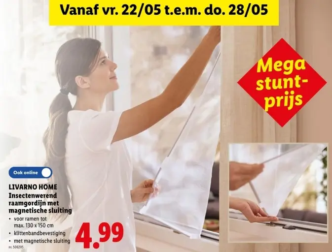 Promotie: Insectenwerend raamgordijn met magnetische sluiting