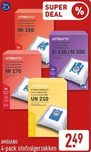 Aanbieding: 4-pack stofzuigerzakken
