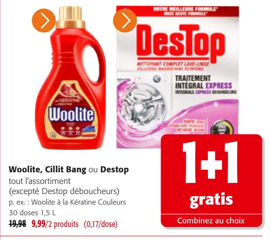 Offre: Woolite, Cillit Bang ou Destop