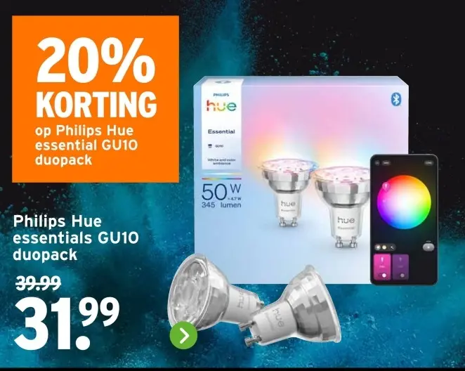 Aanbieding: Philips Hue essentials GU10