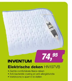 Aanbieding: Inventum HN197VB Elektrische Deken