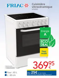 Offre: Cuisinière vitrocéramique