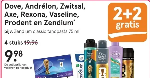 Aanbieding: Dove, Andrélon, Zwitsal, Axe, Rexona, Vaseline, Prodent en Zendium