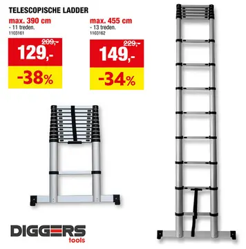 Aanbieding: Diggers telescopische ladder 1x11 sporten 3,2m