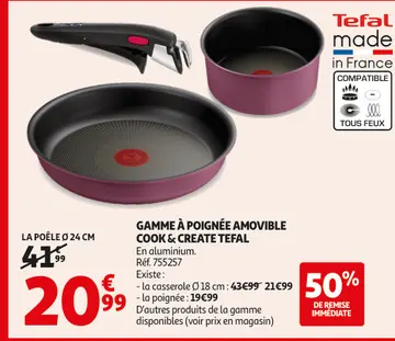 Aanbieding: Gamme à poignée amovible cook & create TEFAL