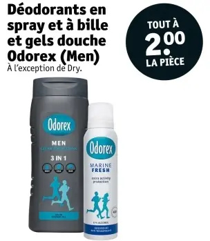 Offre: Déodorants en spray et à bille et gels douche