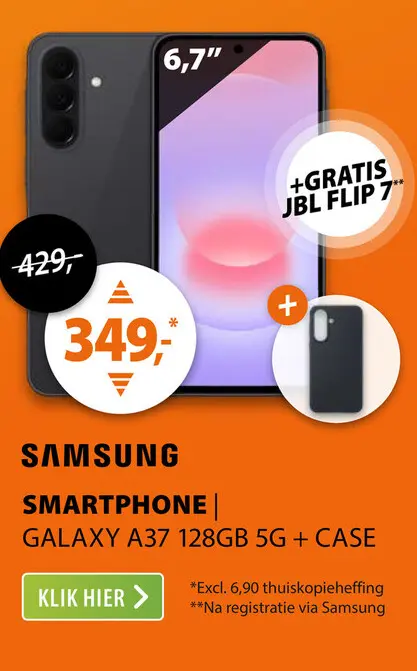 Aanbieding: Samsung Galaxy A37 128GB 5G + Silicone Case Zwart