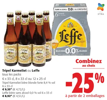 Offre: Tripel Karmeliet ou Leffe tous les packs