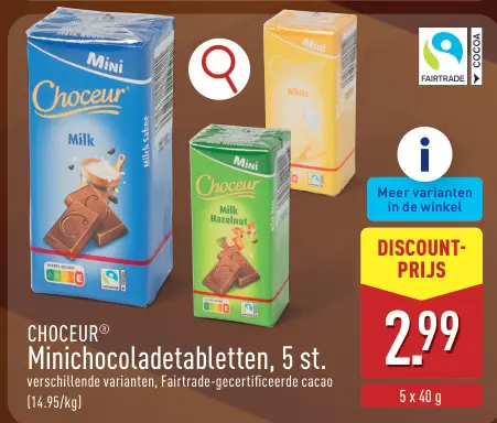 Promotie: CHOCEUR® Minichocoladetabletten, 5 st.