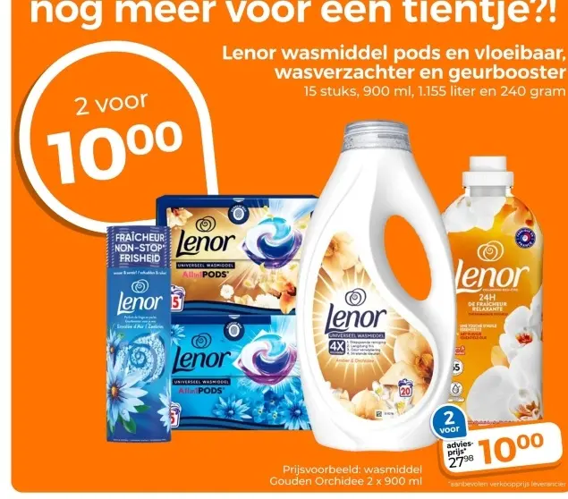 Aanbieding: Lenor wasmiddel pods en vloeibaar, wasverzachter en geurbooster