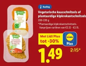 Aanbieding: Vegetarische kaasschnitzels of plantaardige kipkrokantschnitzel