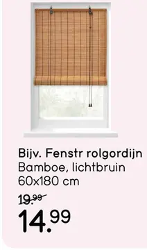 Aanbieding: Fenstr Rolgordijn bamboe lichtbruin - 60x180 cm