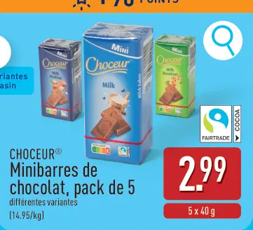 Offre: Minibarres de chocolat