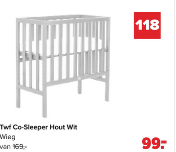 Aanbieding: Twf Co-Sleeper Hout Wit