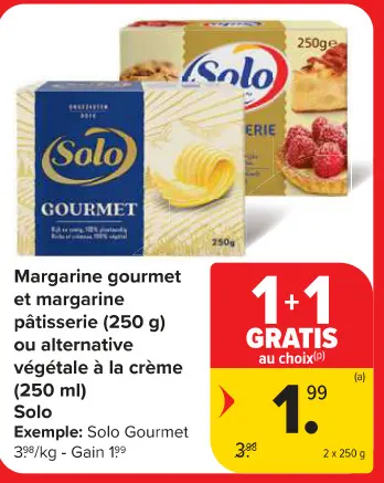 Offre: Margarine gourmet et margarine pâtisserie ou alternative végétale à la crème