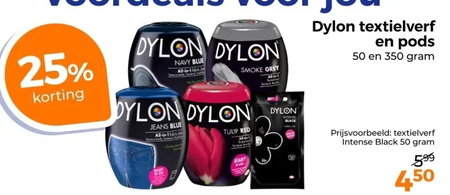 Aanbieding: Textielverf en pods