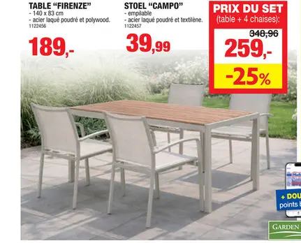 Offre: Garden Plus Campo chaise de jardin beige