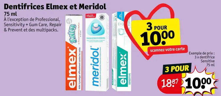 Offre: Dentifrices Elmex et Meridol