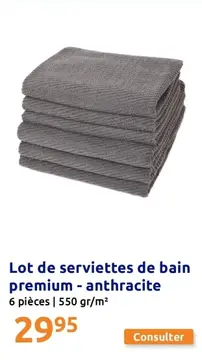 Offre: Lot de serviettes de bain premium - anthracite