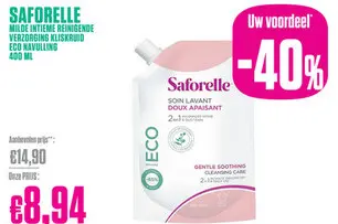 Aanbieding: Saforelle Milde Intieme Reinigende Verzorging Kliskruid Eco Navulling 400 ml