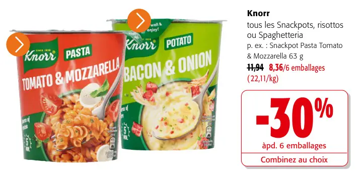 Offre: Knorr tous les Snackpots, risottos ou Spaghetteria