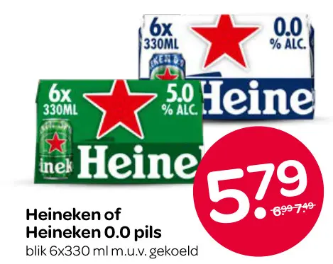 Aanbieding: Heineken of Heineken 0.0 pils