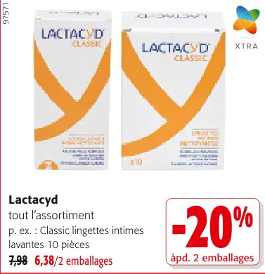 Offre: Lactacyd Classic lingettes intimes lavantes