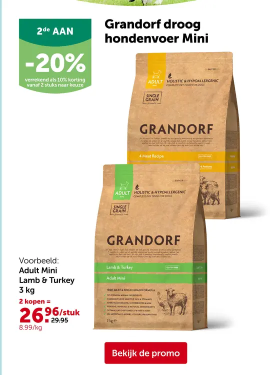 Promotie: Grandorf droog hondenvoer Mini Adult Mini Lam