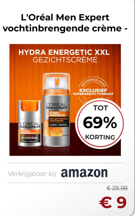 Aanbieding: L'Oréal Men Expert vochtinbrengende crème