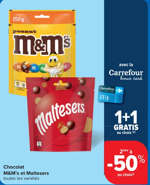 Offre: Chocolat M&M's et Maltesers