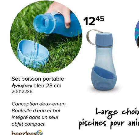 Offre: Set boisson portable Aventura bleu 23 cm