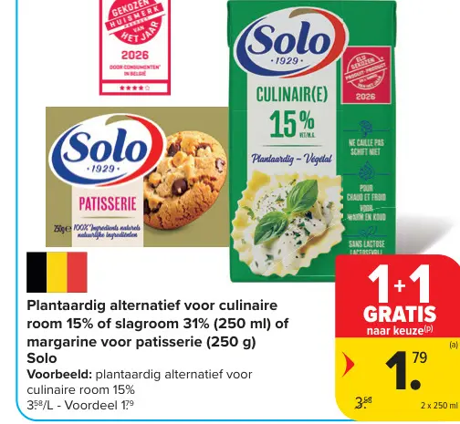Promotie: Plantaardig alternatief voor culinaire room 15% of slagroom 31% of margarine voor patisserie