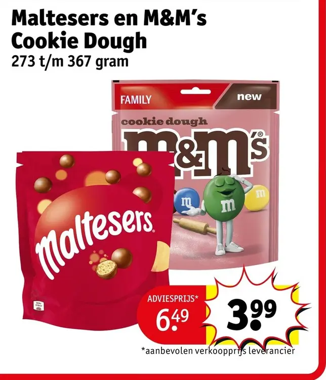 Aanbieding: Maltesers en M&M's Cookie Dough