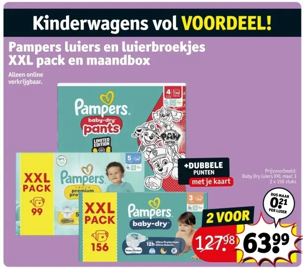 Aanbieding: Luiers en luierbroekjes XXL pack en maandbox
