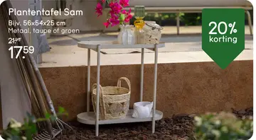 Aanbieding: Plantentafel Sam - taupe metaal - 56x54x25 cm