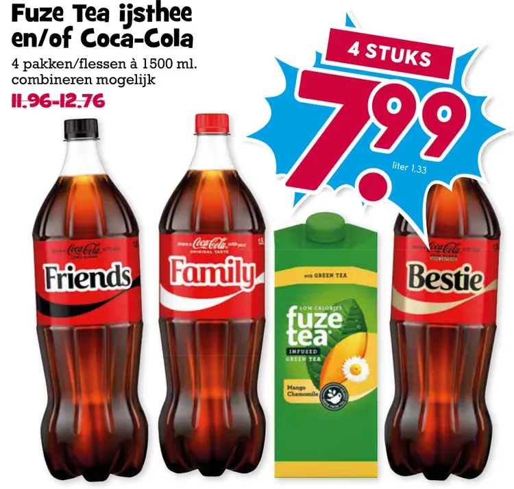 Aanbieding: Fuze Tea ijsthee en/of Coca-Cola