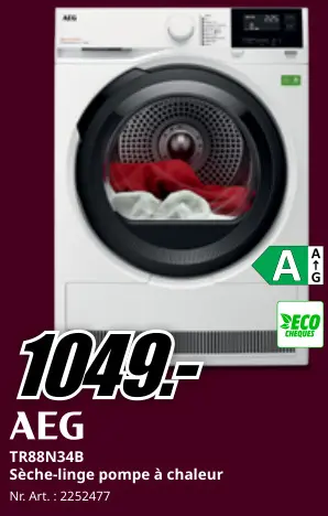 Offre: TR88N34B Sèche-linge pompe à chaleur