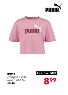 Aanbieding: Puma ESS 2 Color NO. 1 Logo cropped meisjes sport T-shirt roze