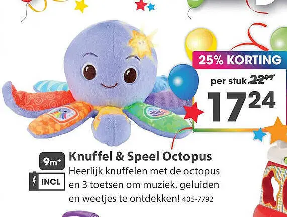 Aanbieding: Knuffel & Speel Octopus