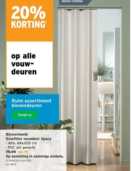 Promotie: Grosfillex vouwdeur Spacy