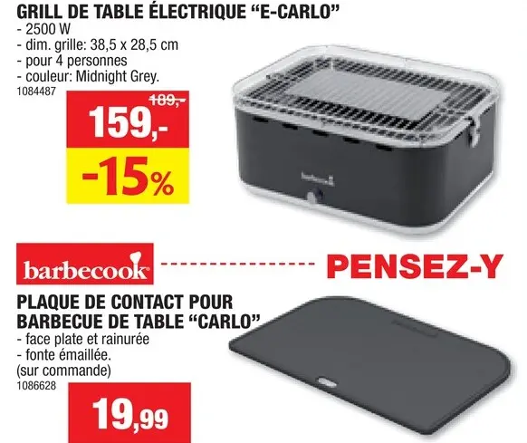 Offre: Barbecook E-Carlo gril de table électrique