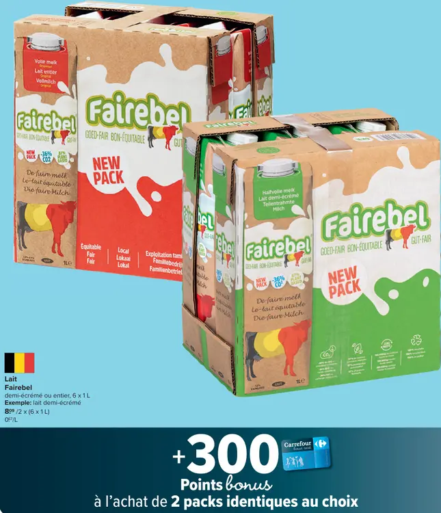 Offre: Lait demi-écrémé ou entier