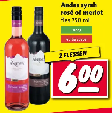Aanbieding: Andes syrah rosé of merlot