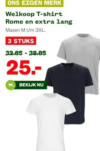 Aanbieding: Welkoop T-shirt Rome en extra lang